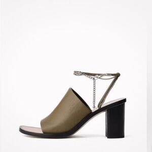 Rag & Bone Nella Olive Sandals with Chain Strap Detail